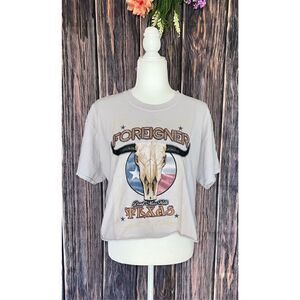 Foreigner Distressed Crop Tee Shirt